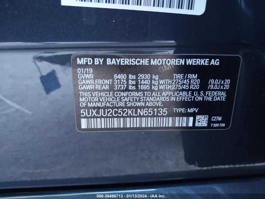2019 BMW X5 XDRIVE50I - 5UXJU2C52KLN65135
