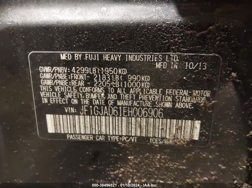 2014 SUBARU IMPREZA 2.0I PREMIUM - JF1GJAD61EH006906
