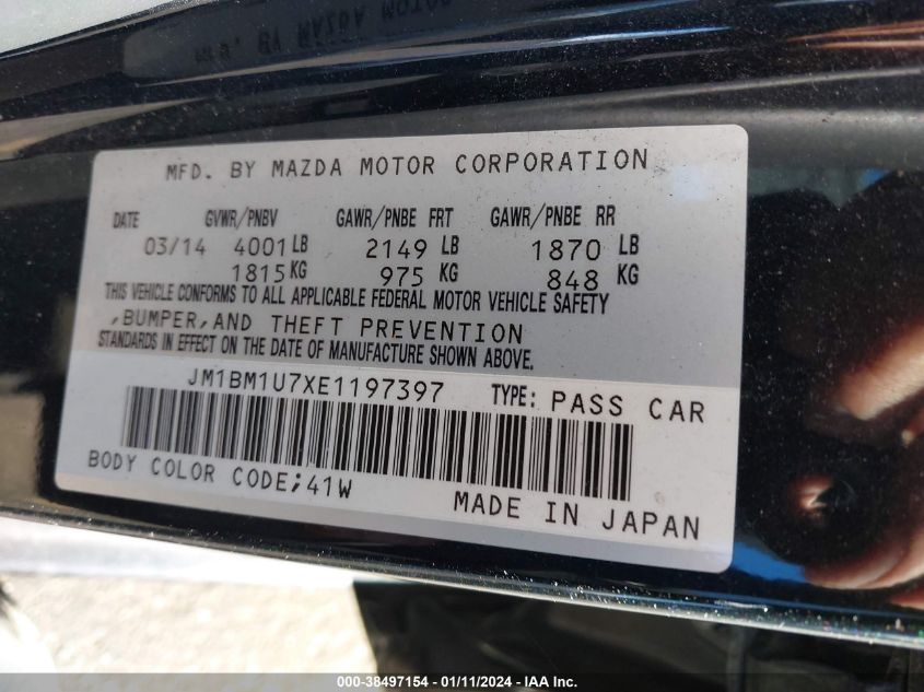 2014 MAZDA MAZDA3 I SPORT - JM1BM1U7XE1197397