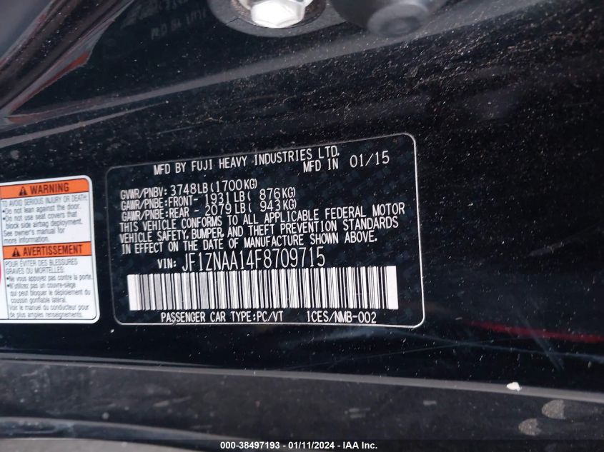 2015 TOYOTA SCION FR-S JF1ZNAA14F8709715