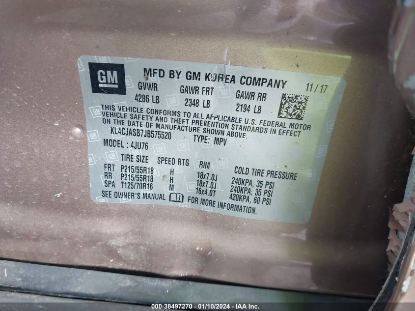 2018 BUICK ENCORE PREFERRED - KL4CJASB7JB575520