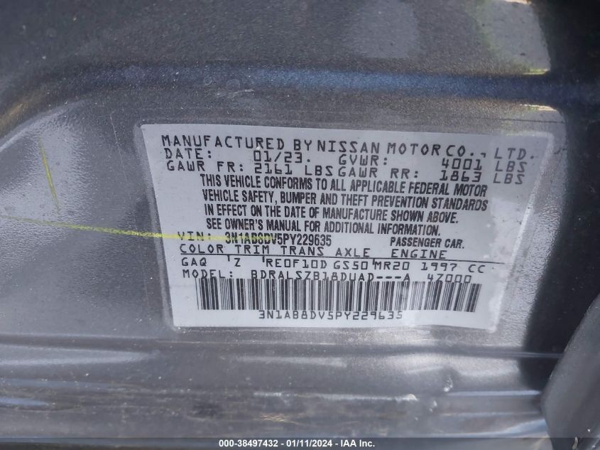 2023 NISSAN SENTRA SR - 3N1AB8DV5PY229635