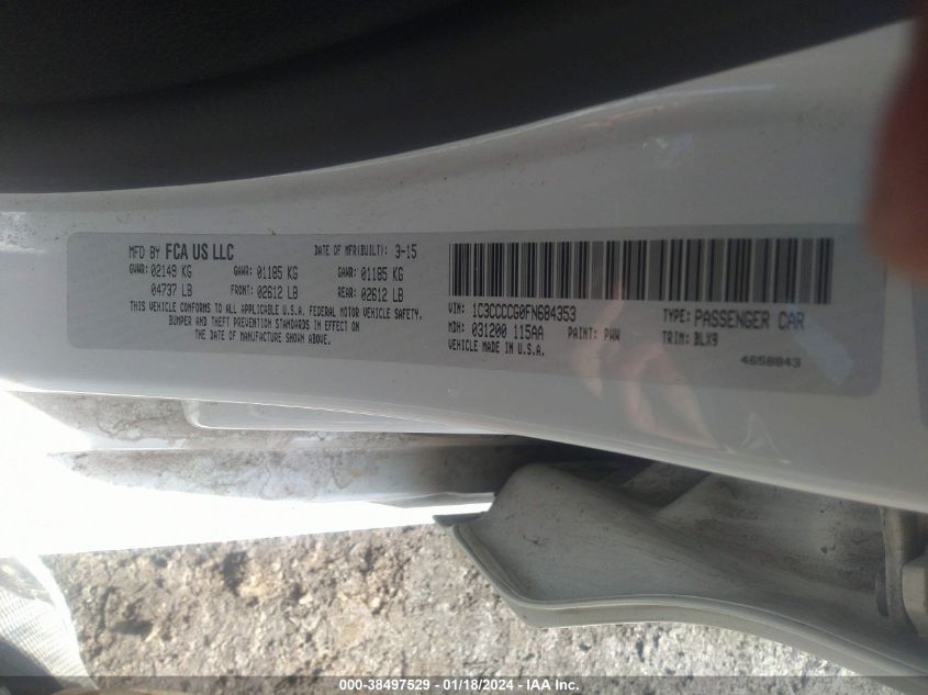 2015 CHRYSLER 200 C - 1C3CCCCG0FN684353