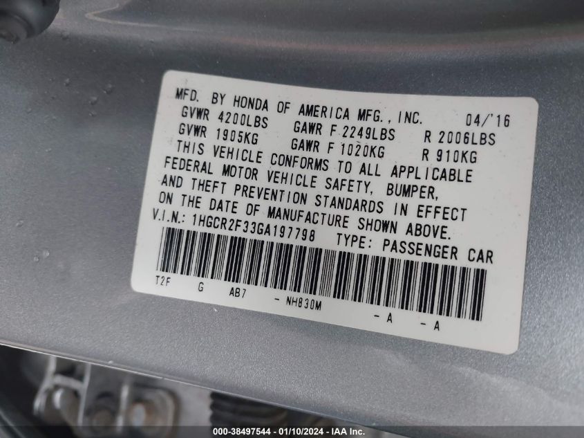 2016 HONDA ACCORD LX - 1HGCR2F33GA197798