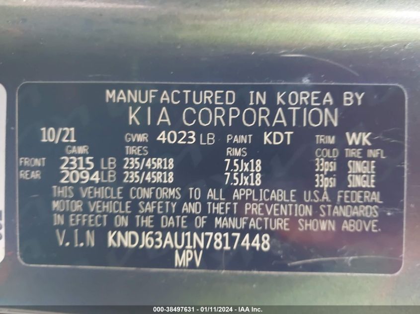 2022 KIA SOUL GT LINE - KNDJ63AU1N7817448