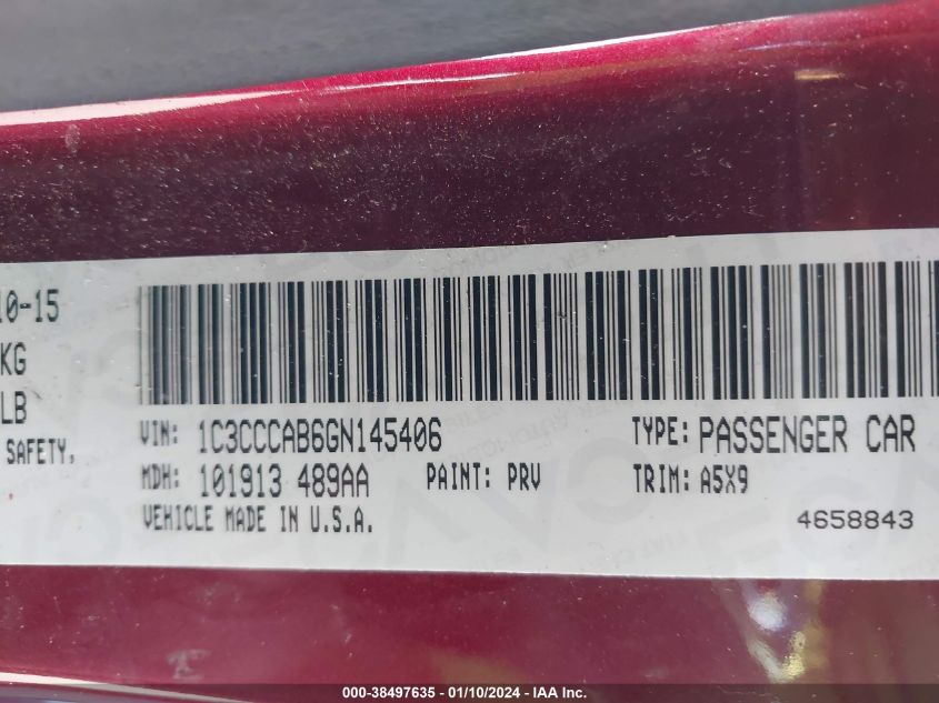 2016 CHRYSLER 200 LIMITED - 1C3CCCAB6GN145406