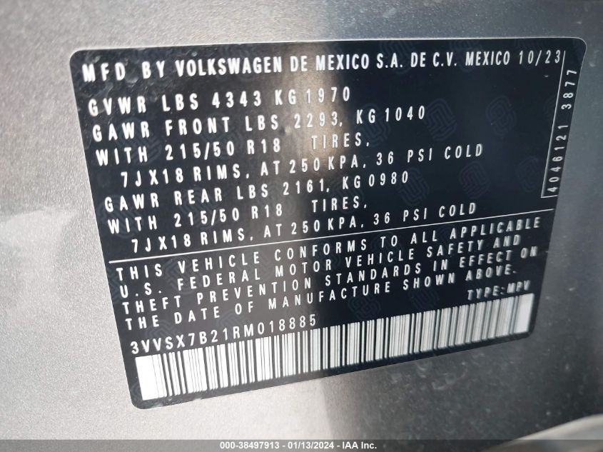 2024 VOLKSWAGEN TAOS 1.5T SE - 3VVSX7B21RM018885