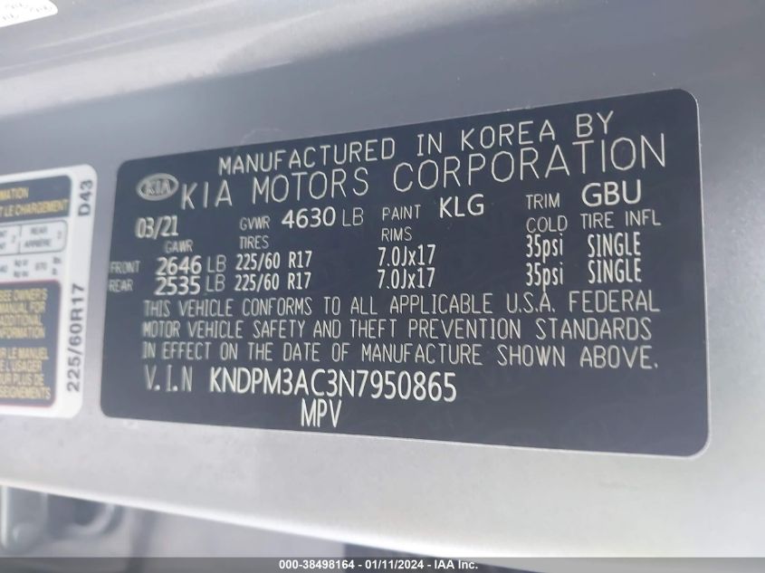2022 KIA SPORTAGE LX - KNDPM3AC3N7950865