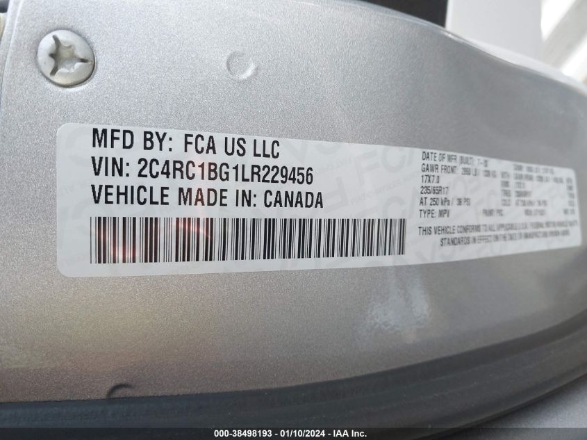 2020 CHRYSLER PACIFICA TOURING L - 2C4RC1BG1LR229456