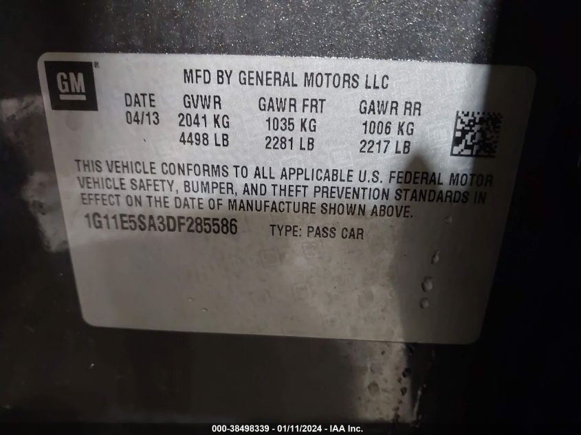 2013 CHEVROLET MALIBU 2LT - 1G11E5SA3DF285586