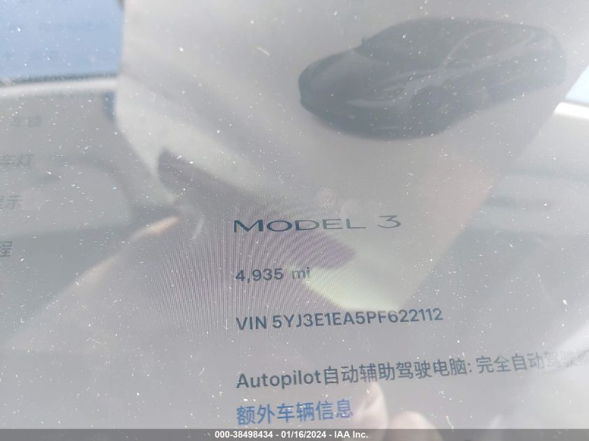 2023 TESLA MODEL 3 REAR-WHEEL DRIVE - 5YJ3E1EA5PF622112