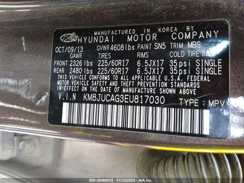 2014 HYUNDAI TUCSON SE - KM8JUCAG3EU817030