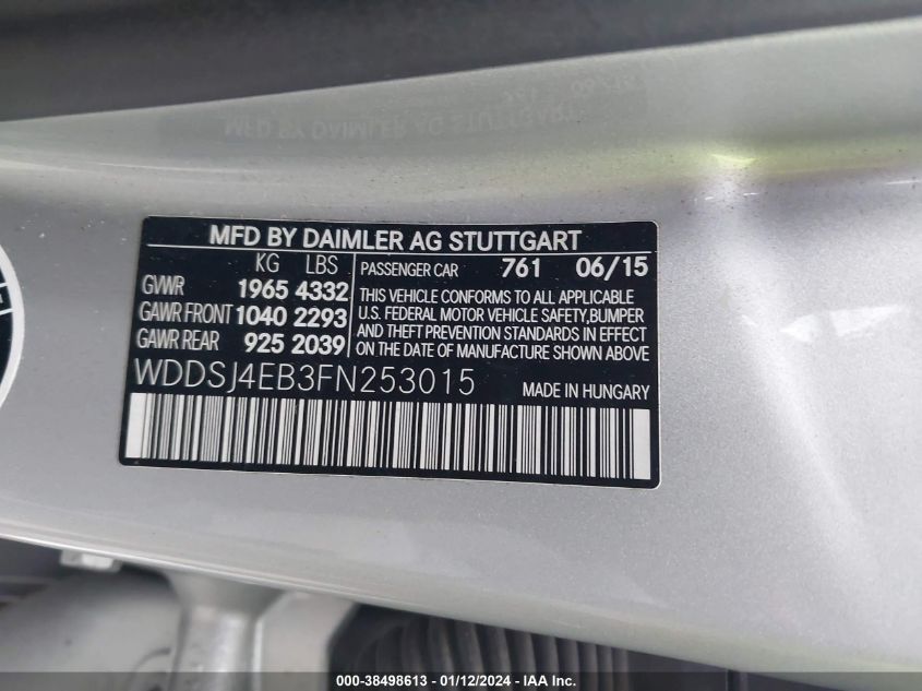 2015 MERCEDES-BENZ CLA 250 - WDDSJ4EB3FN253015