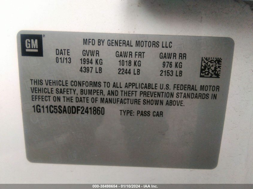 2013 CHEVROLET MALIBU 1LT - 1G11C5SA0DF241860