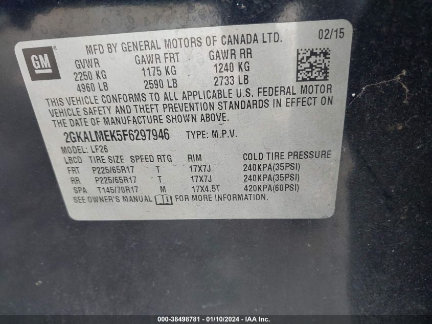 2015 GMC TERRAIN SLE-1 - 2GKALMEK5F6297946