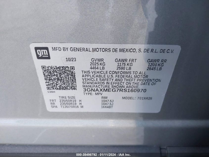 2024 CHEVROLET EQUINOX RS - 3GNAXMEG7RS160970