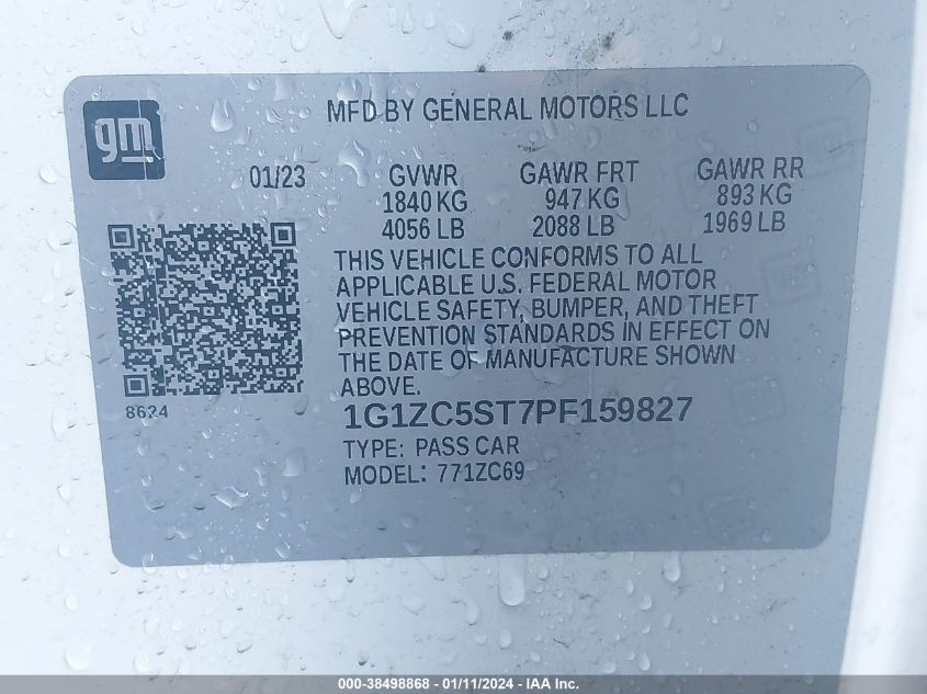 2023 CHEVROLET MALIBU FWD 1FL - 1G1ZC5ST7PF159827
