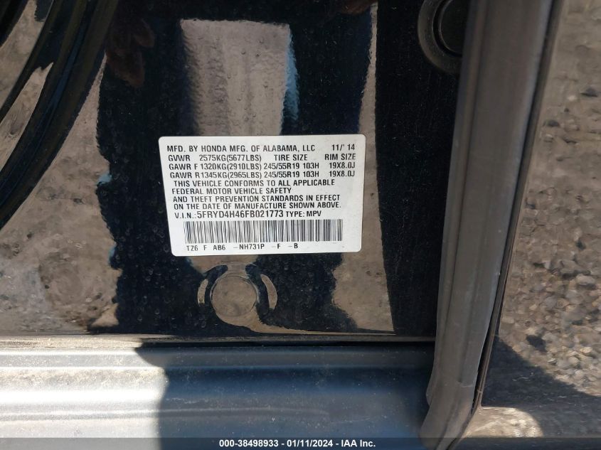2015 ACURA MDX TECHNOLOGY PACKAGE - 5FRYD4H46FB021773