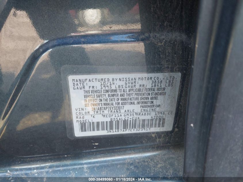 2014 NISSAN SENTRA SL - 3N1AB7AP7EY323917