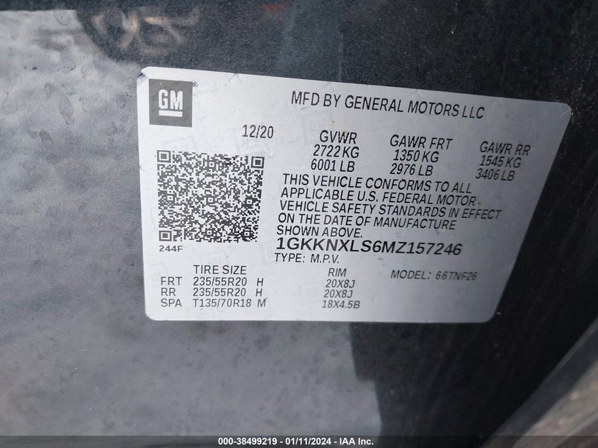 VIN 1GKKNXLS6MZ157246 2021 GMC ACADIA DENALI