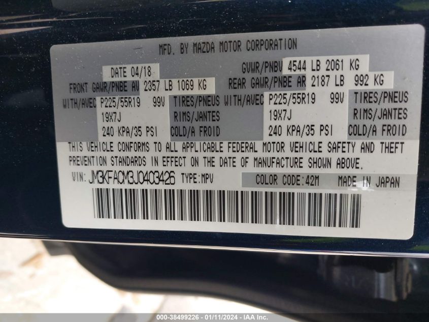 2018 MAZDA CX-5 TOURING - JM3KFACM3J0403426