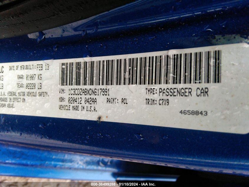 2013 DODGE AVENGER SE - 1C3CDZABXDN617991