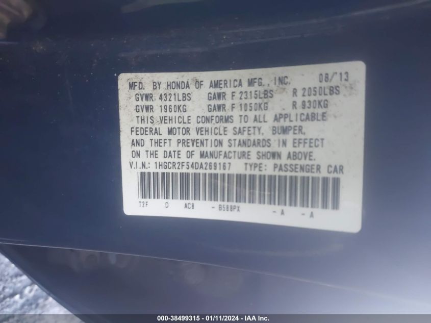 2013 HONDA ACCORD SPORT - 1HGCR2F54DA269167