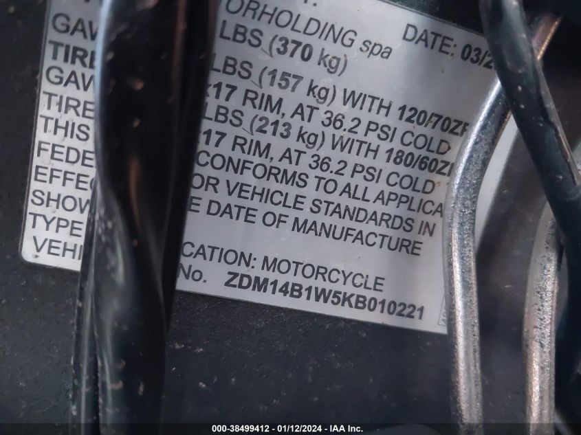 2019 DUCATI SUPERBIKE 959 PANIGALE ZDM14B1W5KB010221