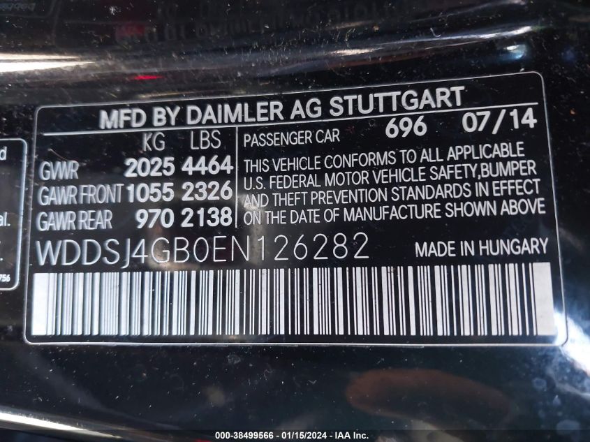 2014 MERCEDES-BENZ CLA 250 4MATIC - WDDSJ4GB0EN126282