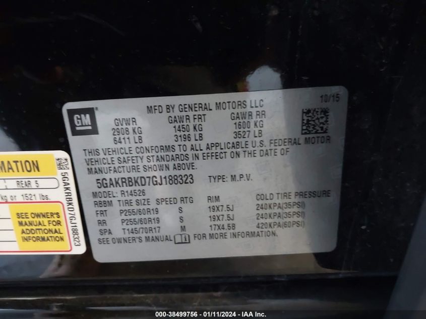 2016 BUICK ENCLAVE - 5GAKRBKD7GJ188323