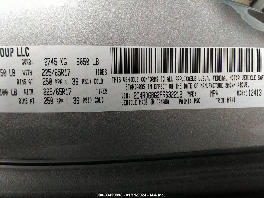 2015 DODGE GRAND CARAVAN SE - 2C4RDGBG2FR632219