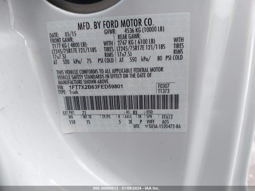 2015 FORD F-250 XL - 1FT7X2B63FED59801