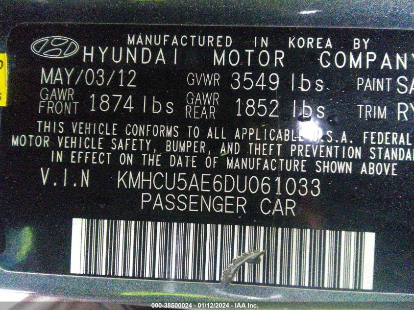 2013 HYUNDAI ACCENT SE - KMHCU5AE6DU061033