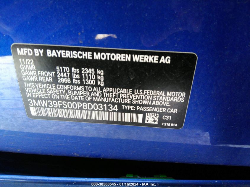2023 BMW 3 SERIES 330E XDRIVE - 3MW39FS00P8D03134