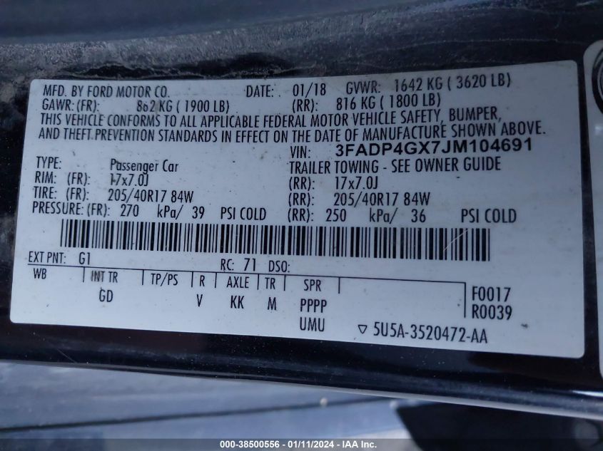 2018 FORD FIESTA ST - 3FADP4GX7JM104691