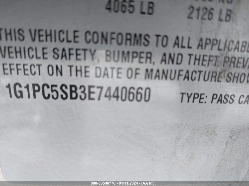 2014 CHEVROLET CRUZE 1LT AUTO - 1G1PC5SB3E7440660