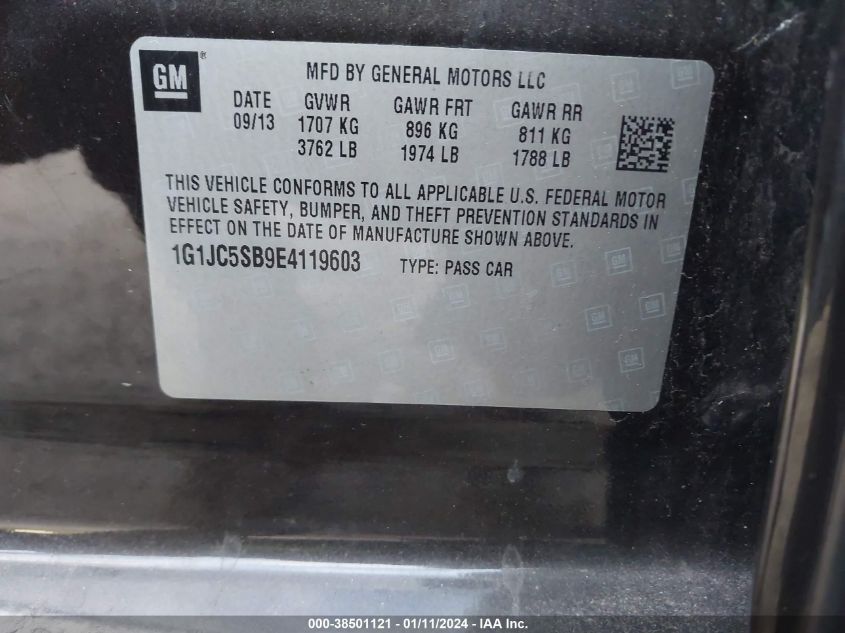 2014 CHEVROLET SONIC LT - 1G1JC5SB9E4119603
