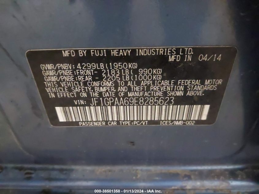 2014 SUBARU IMPREZA 2.0I - JF1GPAA69E8285623