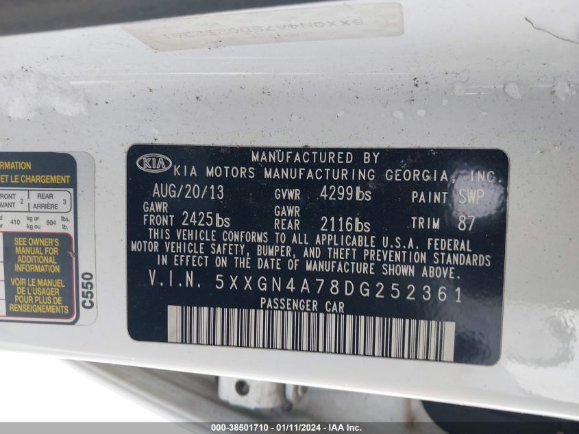 2013 KIA OPTIMA EX - 5XXGN4A78DG252361
