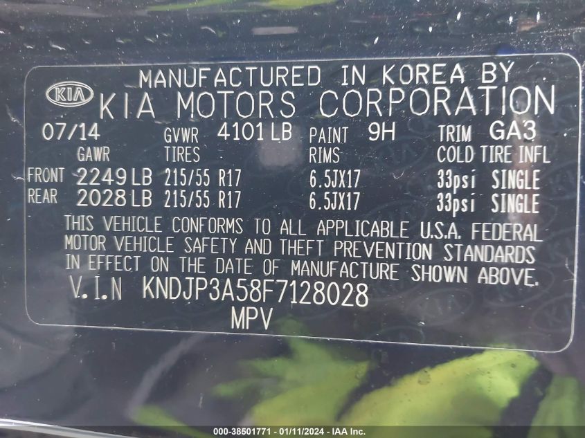 2015 KIA SOUL + - KNDJP3A58F7128028