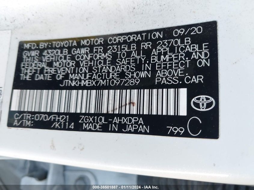 2021 TOYOTA C-HR LE - JTNKHMBX7M1097289
