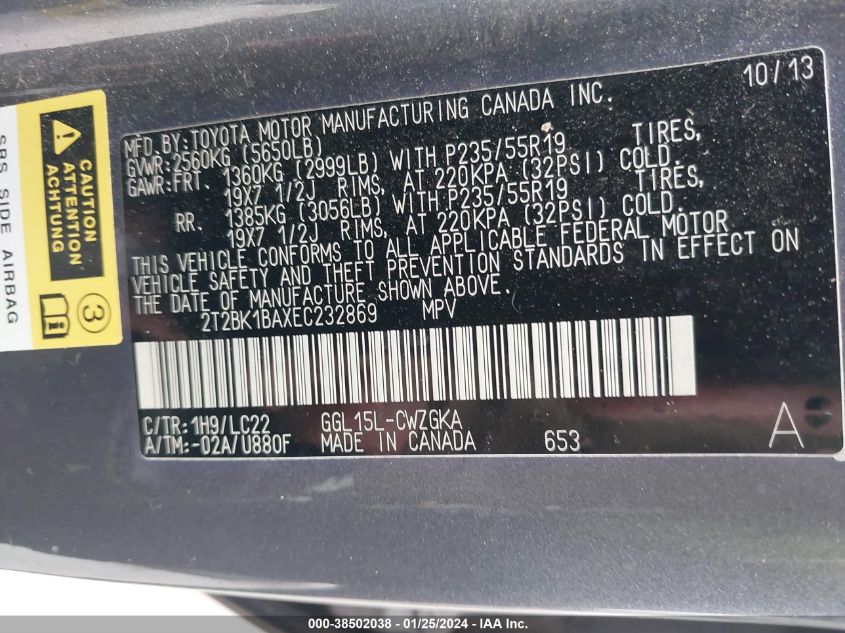 2014 LEXUS RX 350 350/BASE/F SPORT - 2T2BK1BAXEC232869