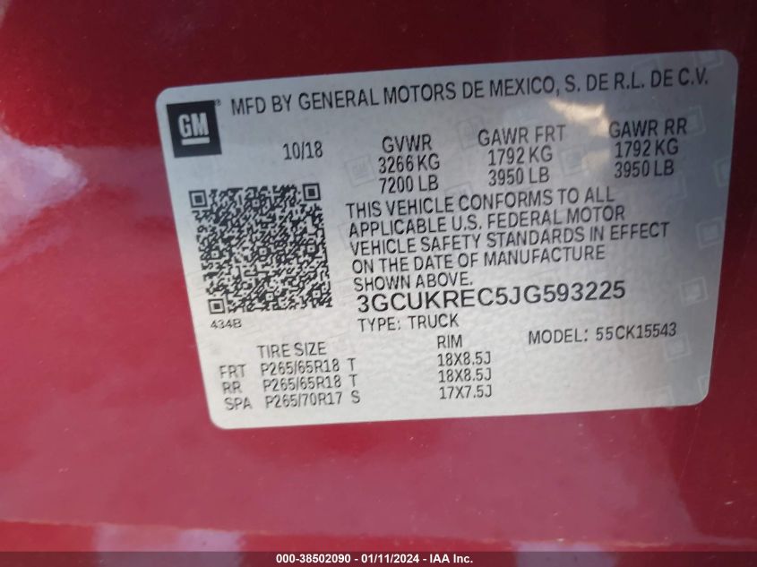 2018 CHEVROLET SILVERADO 1500 2LT - 3GCUKREC5JG593225