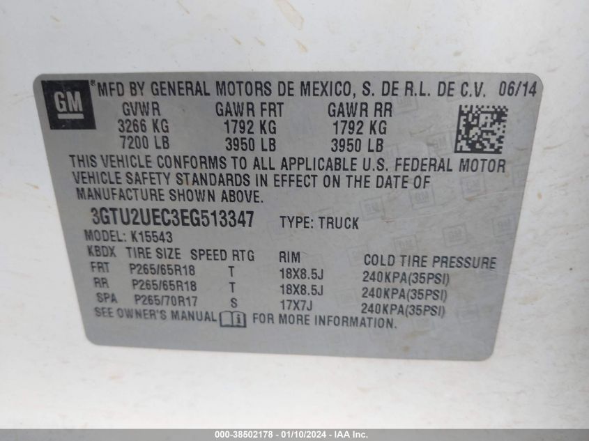 3GTU2UEC3EG513347 | 2014 GMC SIERRA 1500