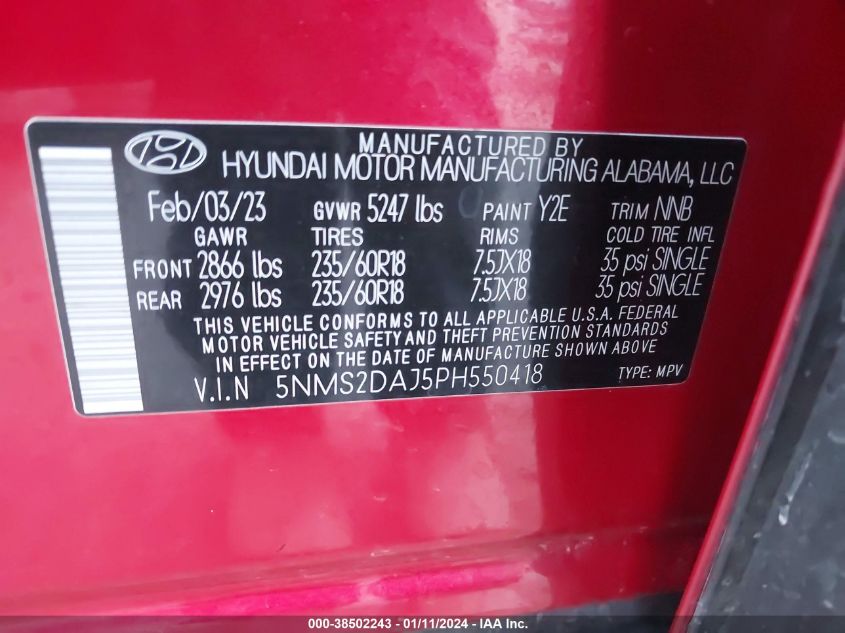 2023 HYUNDAI SANTA FE SEL - 5NMS2DAJ5PH550418