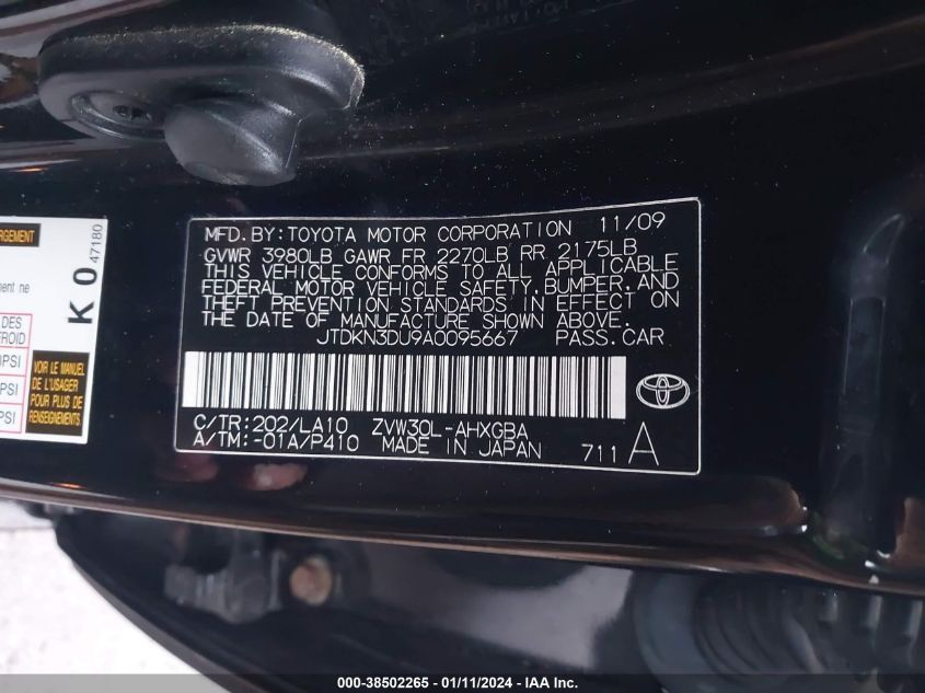 JTDKN3DU9A0095667 | 2010 TOYOTA PRIUS