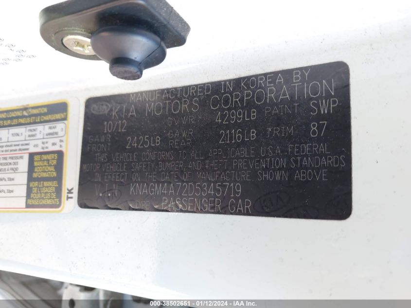 2013 KIA OPTIMA LX - KNAGM4A72D5345719