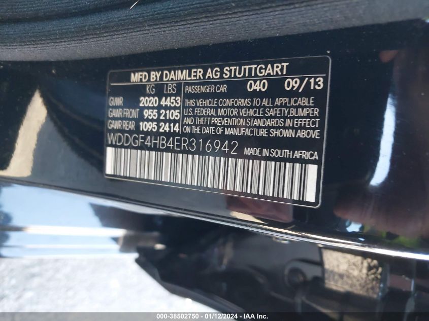 2014 MERCEDES-BENZ C 250 250 - WDDGF4HB4ER316942