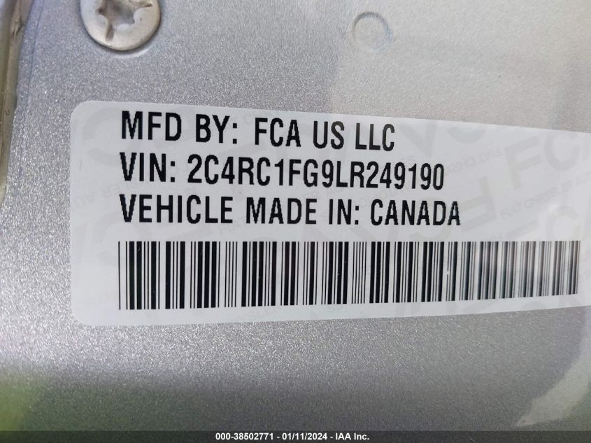 2C4RC1FG9LR249190 2020 CHRYSLER PACIFICA, photo no. 9