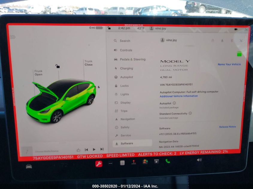 2023 TESLA MODEL Y - 7SAYGDEE9PA140151